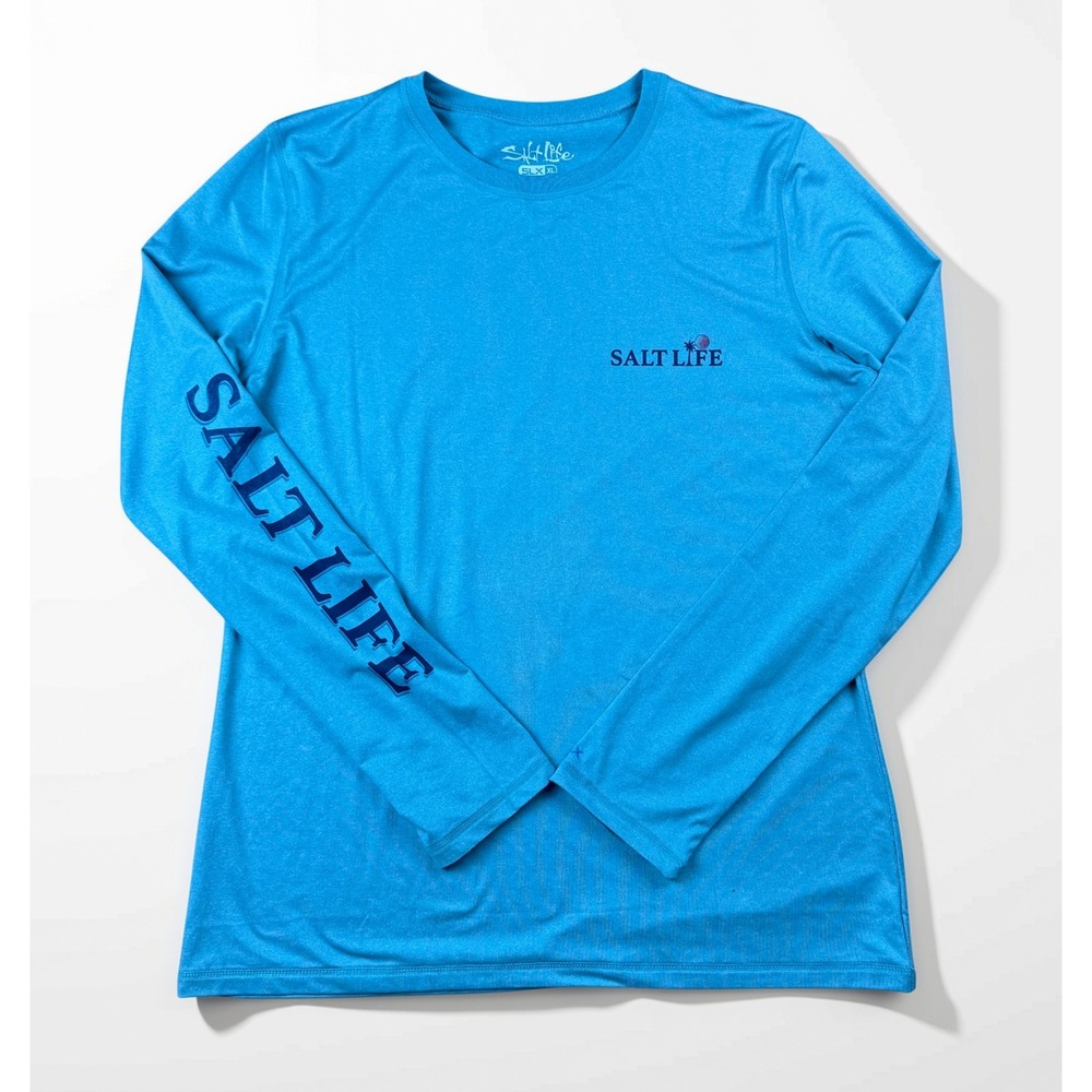 Salt Life SLX UVapor Shirt Mens XL Blue Long Sleeve Performance Graphic Tee